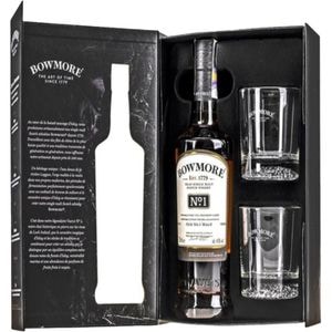 Set Whisky Bowmore 12YO, 0.7L + 2 pahare