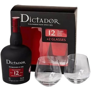 Set Rom Dictador 12YO, 0,7L + 2 pahare
