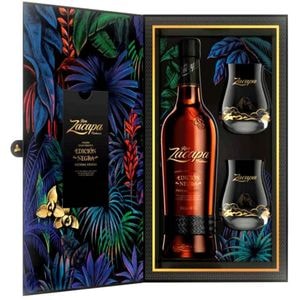 Set Rom Zacapa Edicion Negra, 0.7L + 2 pahare