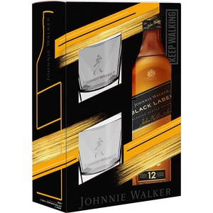 Pachet Whisky Johnnie Walker Black Label, 0.7L + 2 pahare