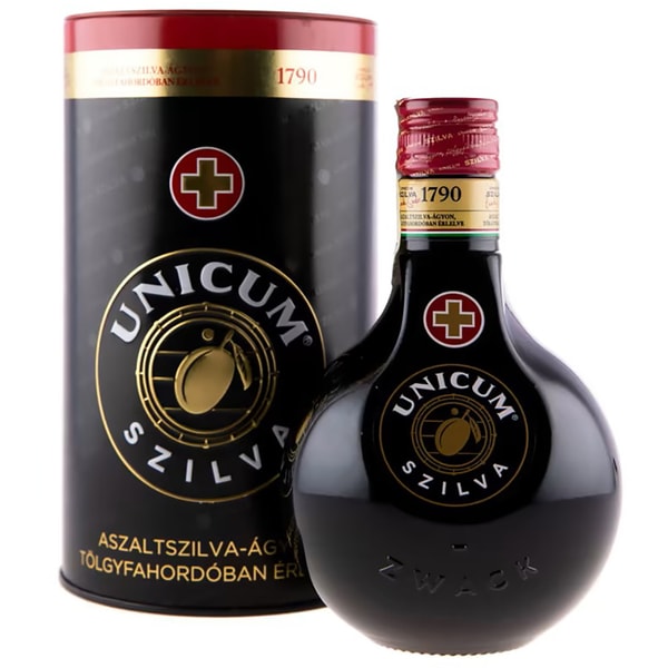 Lichior Unicum Szilva, 0.5L+ Cutie metalica