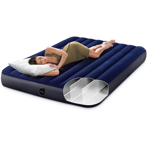 Saltea gonflabila camping INTEX Queen Dura Beam, 203 x 152 cm, albastru