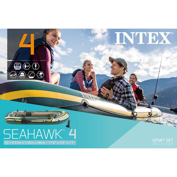 Barca gonflabila INTEX Seahawk 4, 351 x 145 x 48 cm, multicolor