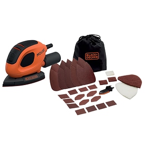 Masina de slefuit cu vibratii BLACK+DECKER Mouse, 55W, 11000 rpm, 10 accesorii