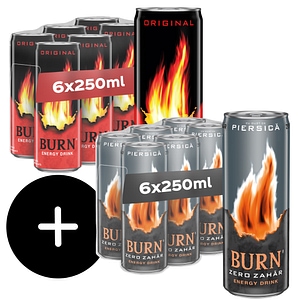 Bautura energizanta BURN Original bax 0.25L x 6 doze