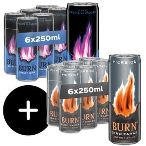 Bautura energizanta BURN Fruit Punch bax 0.25L x 6 doze