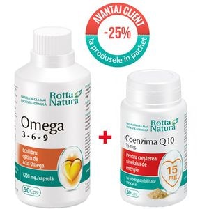 Supliment alimentar Pachet Omega 3-6-9 + Coenzima Q10 15mg, 120 capsule, ROTTA NATURA