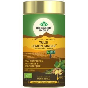 Ceai ORGANIC INDIA Tulsi Lamaie si Ghimbir, 100g