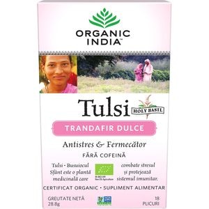 Ceai ORGANIC INDIA Tulsi Trandafir dulce, 18 plicuri, 28.8g