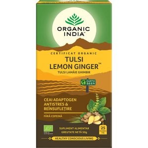 Ceai Tulsi Lamaie, Ghimbir, 25 plicuri, ORGANIC INDIA