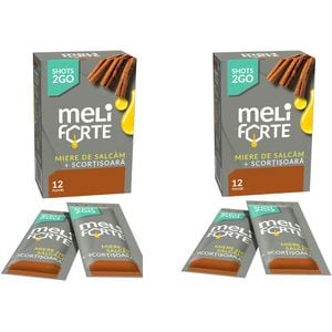 Pachet 2 x Miere de salcam si scortisoara x 12 plicuri, 240 g, MELIFORTE
