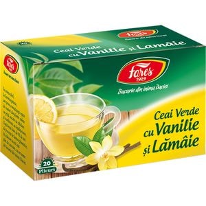 Ceai verde FARES cu vanilie si lamaie, 20 plicuri