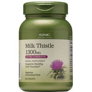 Supliment alimentar Extract Standardizat Silimarina 1300 mg Milk Thistle, 60 tablete vegetale, GNC