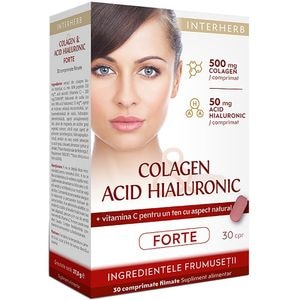 Colagen si Acid Hialuronic Forte, 30 comprimate, INTERHERB