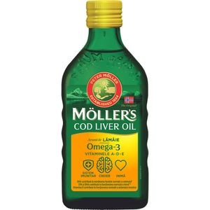 Supliment alimentar Omega 3 Ulei ficat de cod cu aroma de lamaie, 250 ml, MOLLERS