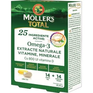 Supliment alimentar Omega 3 Total, 14 capsule + 14 comprimate, MOLLERS