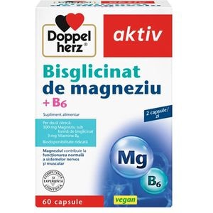 Supliment alimentar Aktiv Bisglicinat de Magneziu + Vit B6, 60 capsule, DOPPELHERZ
