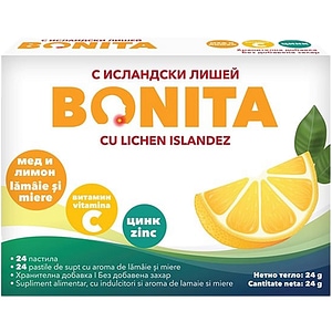 Supliment alimentar Pastile de supt Bonita cu aroma de lamaie si miere, 24 comprimate, VEDRA