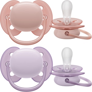 Suzeta PHILIPS AVENT Ultra Soft SCF091/31, 0-6 luni, 2 buc, roz-mov