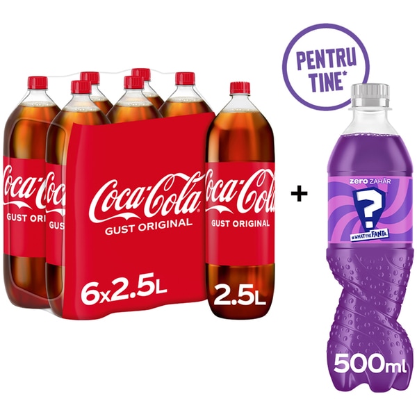 Bautura racoritoare carbogazoasa COCA-COLA  Gust Original bax 2.5L x 6 sticle 