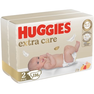 Scutece HUGGIES Extra Care Jumbo nr 2, Unisex, 3-6 kg, 116 buc