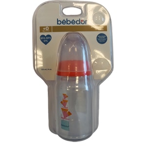 Biberon BEBEDOR 1005436, flux mediu, 0 luni+, 125ml, rosu-transparent
