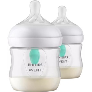 Set 2 biberoane cu dispozitiv anticolici PHILIPS AVENT Natural Response AirFree SCY670/02, flux nou-nascut, 0 luni+, 125ml, alb-verde