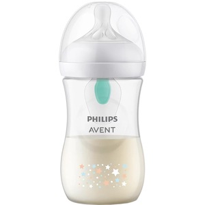 Biberon cu dispozitiv anticolici PHILIPS AVENT Natural Response AirFree SCY673/82, flux mediu, 3 luni+, 260ml, alb-verde