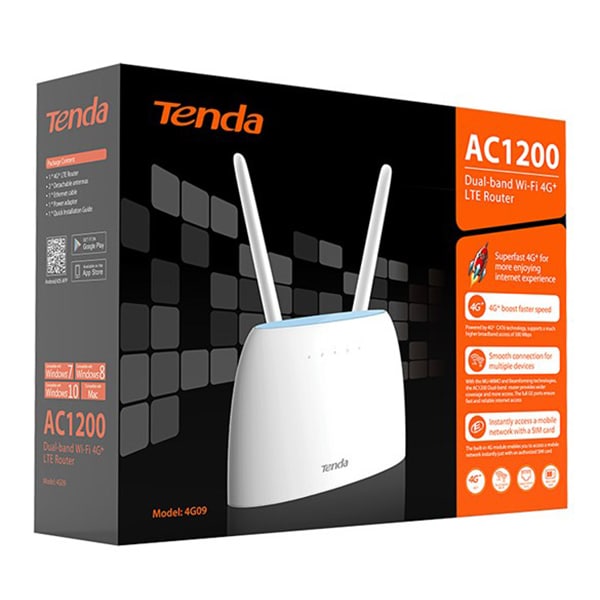 Router Wireless TENDA 4G09, Dual-Band 300 + 867 Mbps, alb
