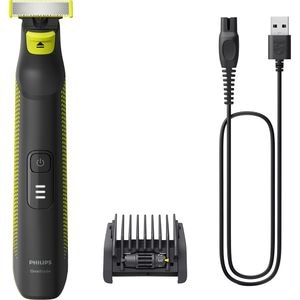 Aparat hibrid de barbierit, tuns barba si parul corporal PHILIPS OneBlade Pro QP6506/15, acumulator, 90 min autonomie, negru