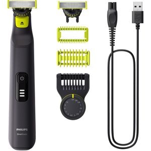 Aparat hibrid de barbierit, tuns barba si parul corporal PHILIPS OneBlade Pro QP6542/15, acumulator, 90 min autonomie, negru