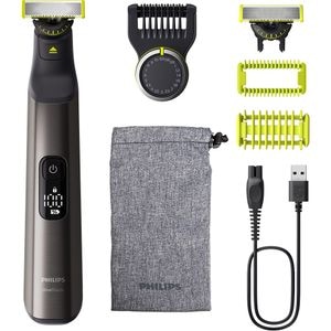 Aparat hibrid de barbierit, tuns barba si parul corporal PHILIPS OneBlade Pro QP6552/15, acumulator, 120 min autonomie, negru