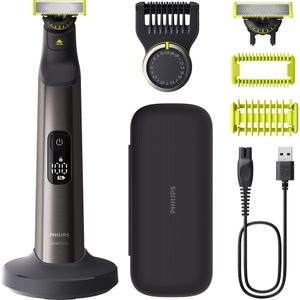 Aparat hibrid de barbierit, tuns barba si parul corporal PHILIPS OneBlade Pro QP6652/61, acumulator, 120 min autonomie, negru