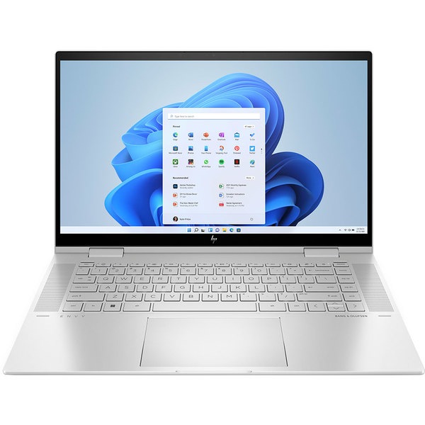 Laptop 2 in 1 HP Envy x360 15-ew0011nn, Intel Core i7-1260P pana la 4.7GHz, 15.6" FHD Touch, 16GB, SSD 1TB, Intel Iris Xe Graphics, Windows 11 Home, argintiu