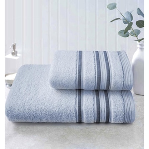 Set 2 prosoape baie MILA HOME Line, 50 x 90 cm, 70 x 140 cm, bumbac, albastru