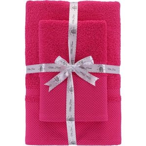 Set 2 prosoape baie MILA HOME Berna, 70 x 140 cm, 50 x 90 cm, bumbac, roz