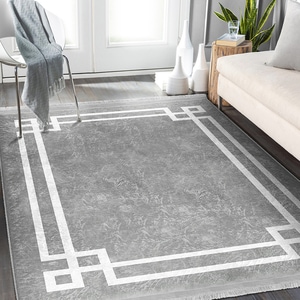 Covor living / dormitor Unique Classic, 120 x 180 cm, poliester, gri-alb