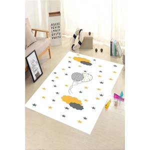 Covor copii Collection Kids Balloons, 80 x 200 cm, poliester, gri-alb