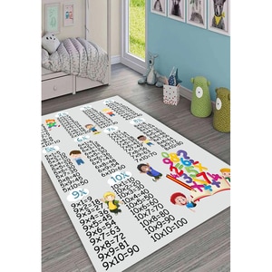 Covor copii Collection Kids Math, 120 x 180 cm, poliester, gri