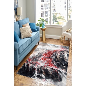 Covor living / dormitor Collection Storm, 80 x 140 cm, poliester, negru-gri