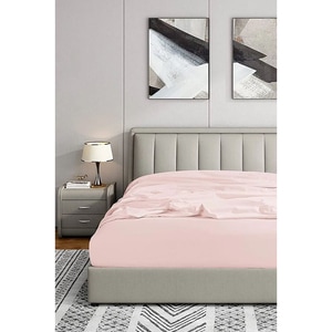 Cearsaf cu elastic pat MILA HOME, 100% bumbac ranforce, 160 x 200 cm, roz