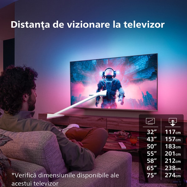 Televizor LED Smart PHILIPS 43PUS8518, Ultra HD 4K, HDR10+, 108cm