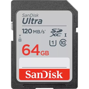 Card de memorie SANDISK Ultra, SDXC, 64GB, 120MB/s, clasa 10/U1, UHS-I
