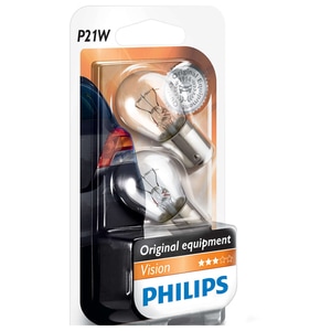 Bec auto halogen PHILIPS P21W, 12V, 21W, BA15S, blister, 2 bucati