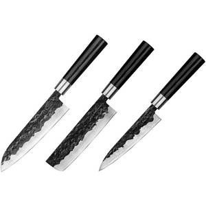 Set cutite SAMURA Blacksmith, 3 piese, 16.2 - 18.2cm, inox, negru