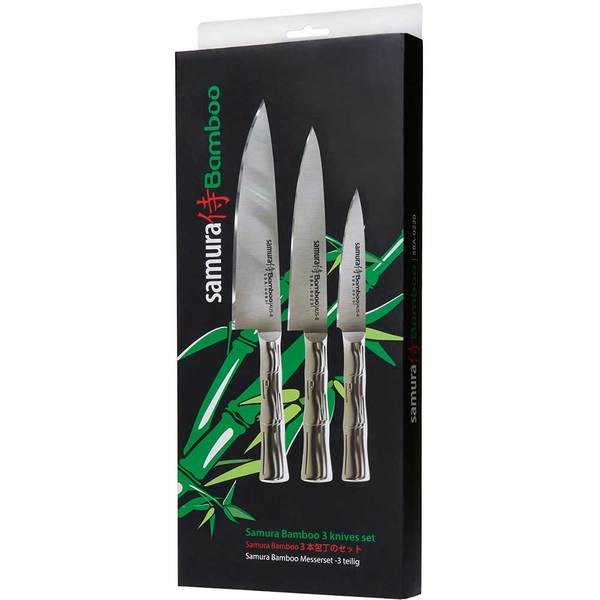 Set cutite SAMURA Bamboo Chef's Essential, 3 piese, 8 - 20cm, inox, argintiu