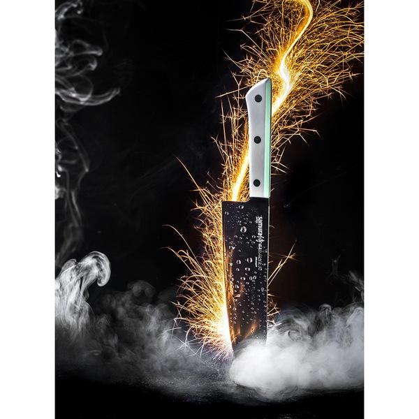 Cutit Santoku SAMURA Harakiri SHR-0095AW, 17.5cm, otel, alb