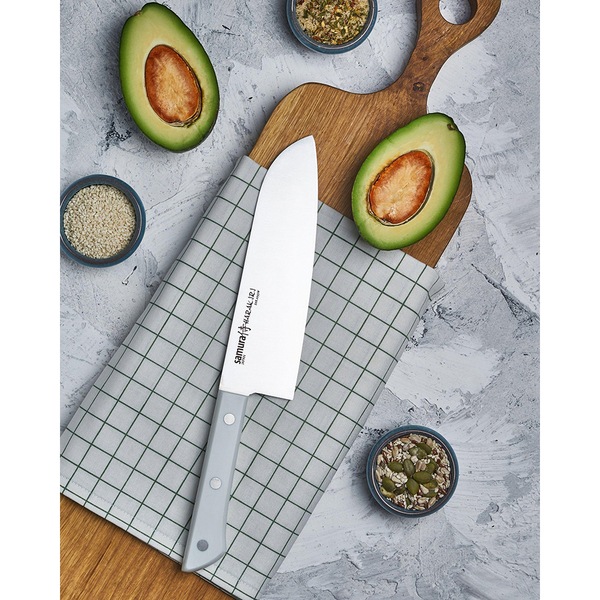 Cutit Santoku SAMURA Harakiri SHR-0095AW, 17.5cm, otel, alb