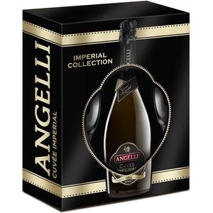 Pachet Spumant alb Angelli Cuvee Imperial, 0.75L + 2 pahare