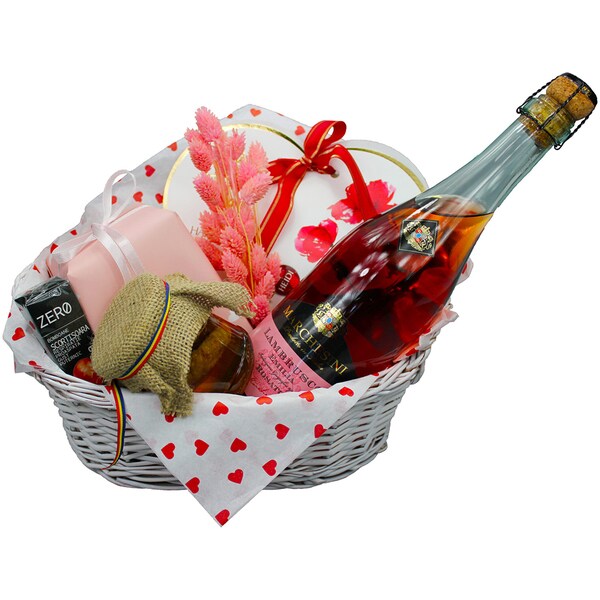 Cos cadou LUXURY BASKETS Pink Heart 6PH